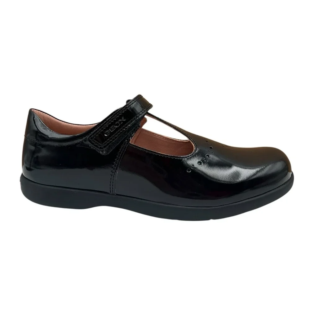 Geox Youth Big Girls Naimara T-strap‎ Dress School Shoes Size 3 Solid Black